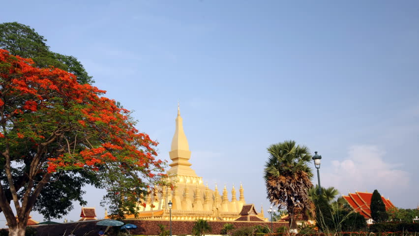 pha That Luang, the golden stupa on the outskirts of Vientiane, Laos, 