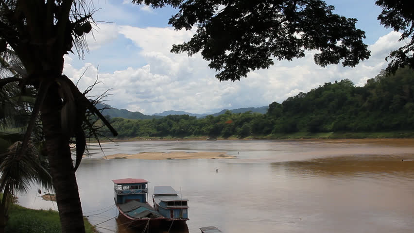time laps over the Mekong river in Lao