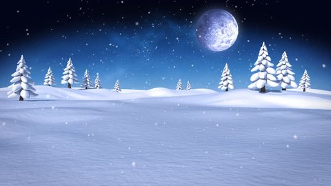 Digital animation of Christmas presents appearing in winter setting