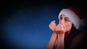 Digital animation of Festive brunette blowing a magical christmas greeting - Powered by Shutterstock - Get 15% off with code: PIKWIZARD15