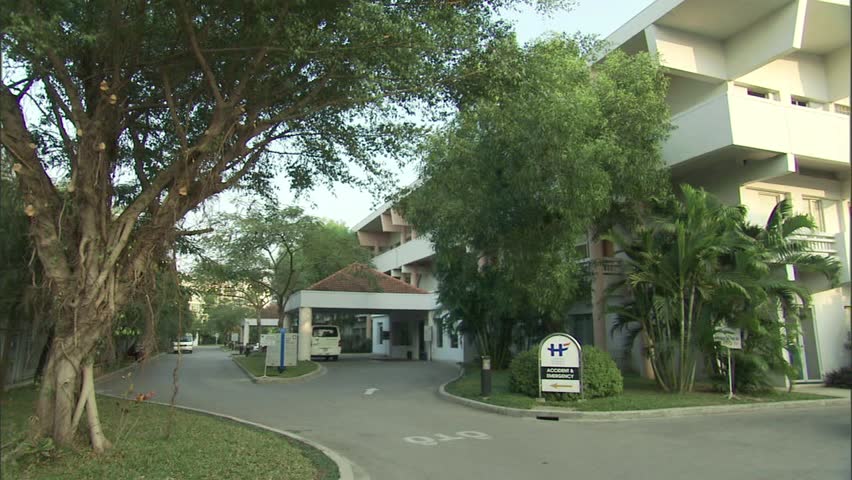 Exterior of French Hospital of Hanoi, Vietnam.