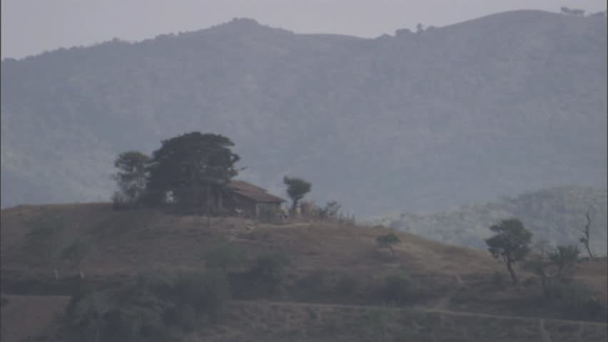 Cabin in front of mountain range in Mexico near San Miguel de Allende.