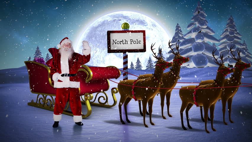 Digital Animation of Santa Waving Stock Footage Video (100% Royalty