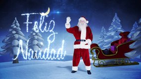 Digital animation of Santa and his sled with magical christmas greeting - Powered by Shutterstock - Get 15% off with code: PIKWIZARD15