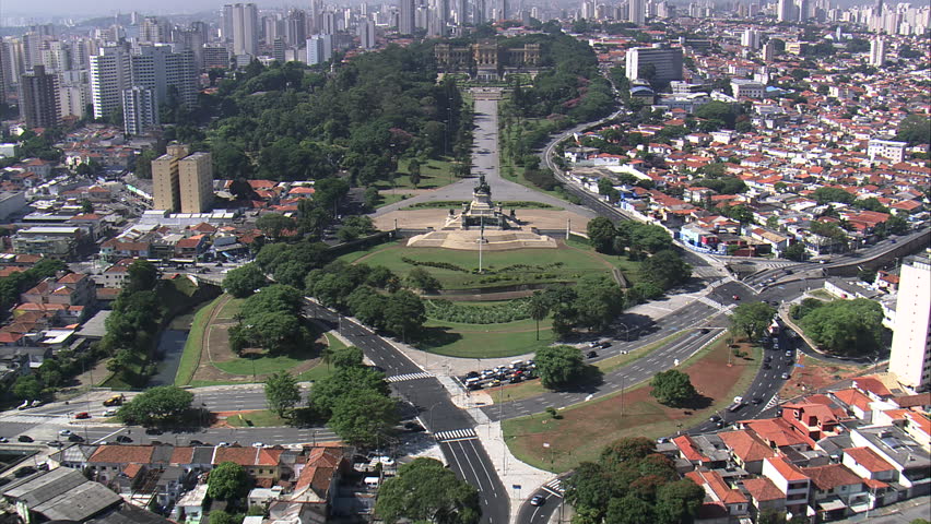 AERIAL- Monument to the Independence of Brazil, Sao Paulo, Brazil