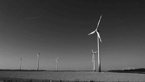 Wind turbine black and White energy footage