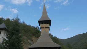Wooden  Vodita monastery located in western Romania Mehedinti county 4K 2160p UHD video - Vodita wooden Romanian monastery  4K 3840X2160 UHD footage
