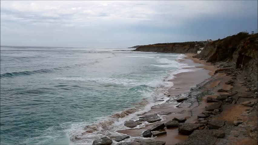 Atlantic Ocean During High Tide Stock Footage Video (100% Royalty-free