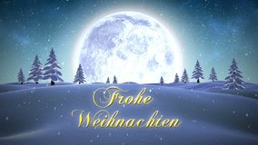 Digital animation of Frohe weihnachten message with flying santa - Powered by Shutterstock - Get 15% off with code: PIKWIZARD15