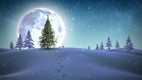 Digital animation of Frohe weihnachten message appearing in snowy landscape - Powered by Shutterstock - Get 15% off with code: PIKWIZARD15