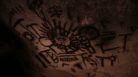 Rock paintings from Magura cave, Bulgaria. Some of the paintings are 7000 years old. Solar calendar.