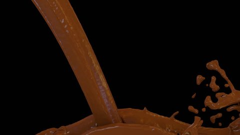 Animated melted chocolate pouring and filling up whole screen 3. Transparent background - Alpha channel embedded with HD PNG file.