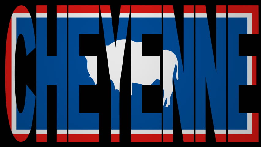 Cheyenne text with fluttering flag animation