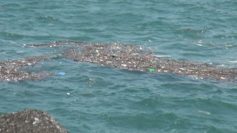 Garbage floating in the sea