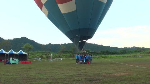 Hualian, Taiwan-10 July, 2013: Hot air balloons preparing for flight