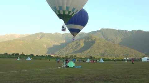 Hualian, Taiwan-10 July, 2013: Hot air balloons rising