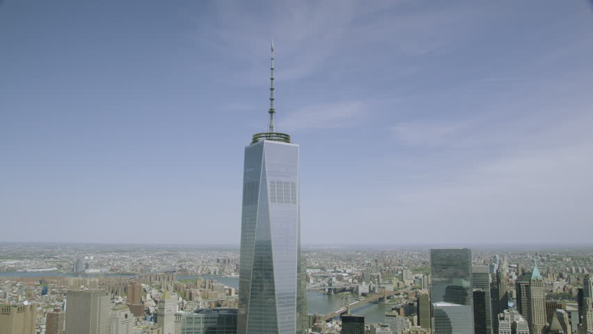 Aerial view of The Freedom Tower at Ground Zero in New York City