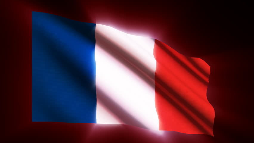 Shining waving France flag - loop 