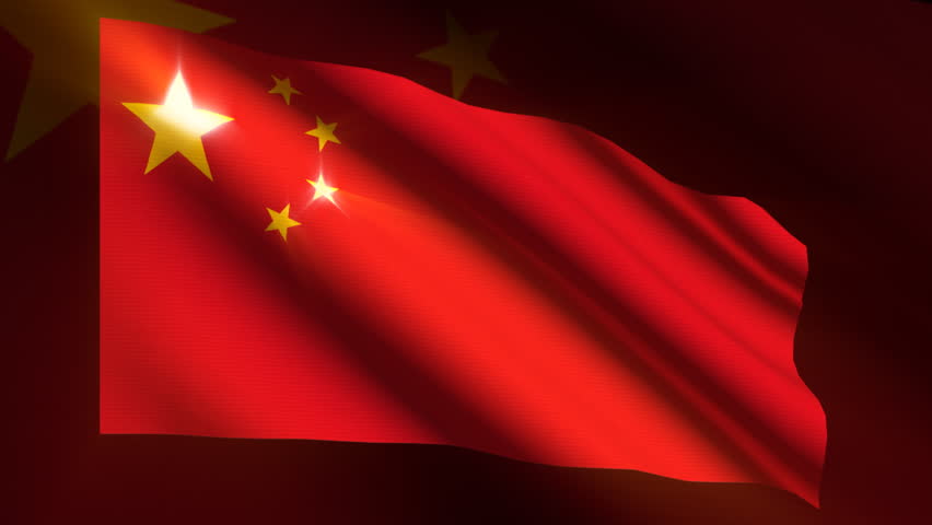 Shining waving China flag - loop 