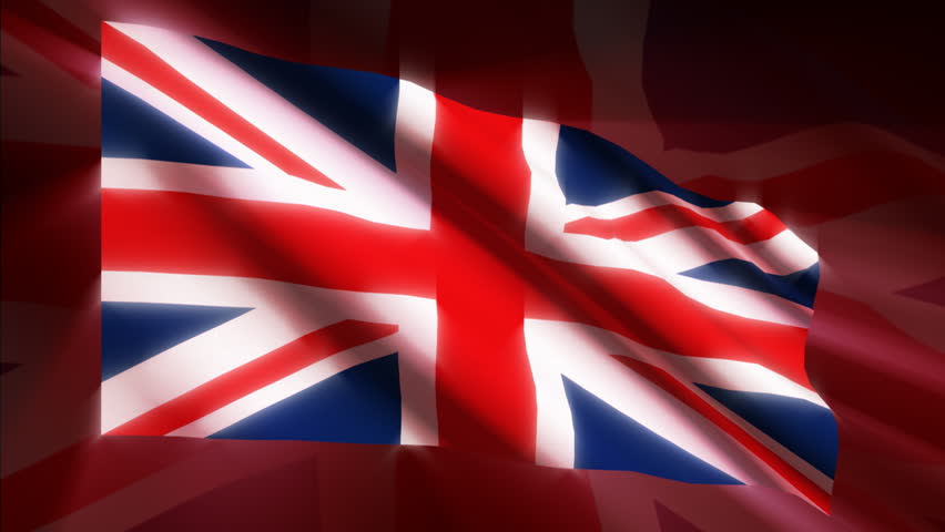Shining waving Great Britain flag - loop 