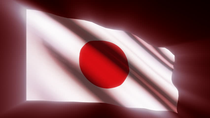 Shining waving Japan flag - loop 
