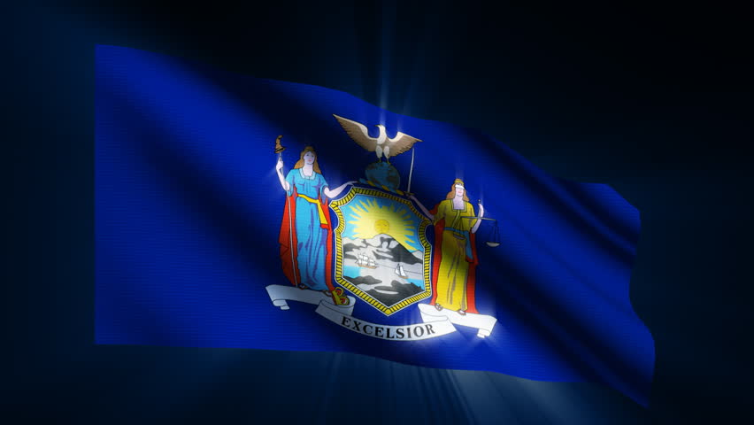 Shining waving New York flag - loop 
