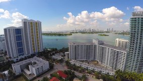 Aerial video of architecture in Miami Beach 4k