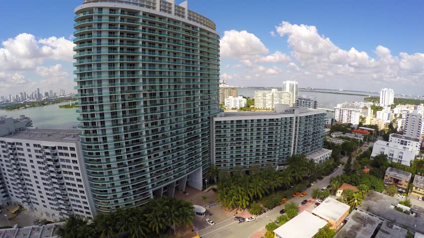 Waterfront buildings in Miami Beach 4k