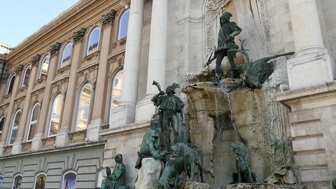 Slow Motion fountain in Budapest Buda Castle