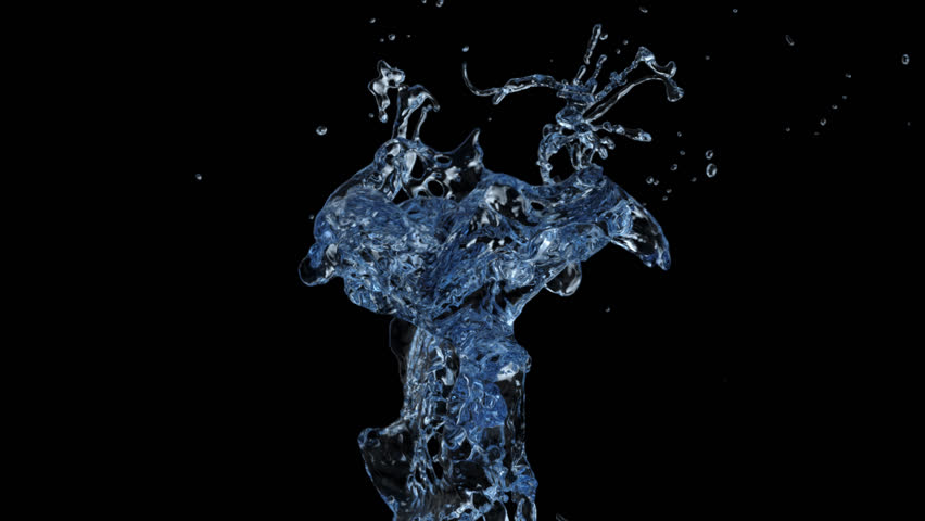 Blue Water Fountain Splashing in Stock Footage Video (100% Royalty-free