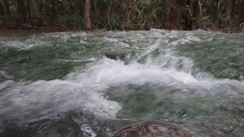 The Stream drain into the Emerald Pool at Khao Pra - Bang Kram Wildlife Sanctuary, Krabi, Thailand.