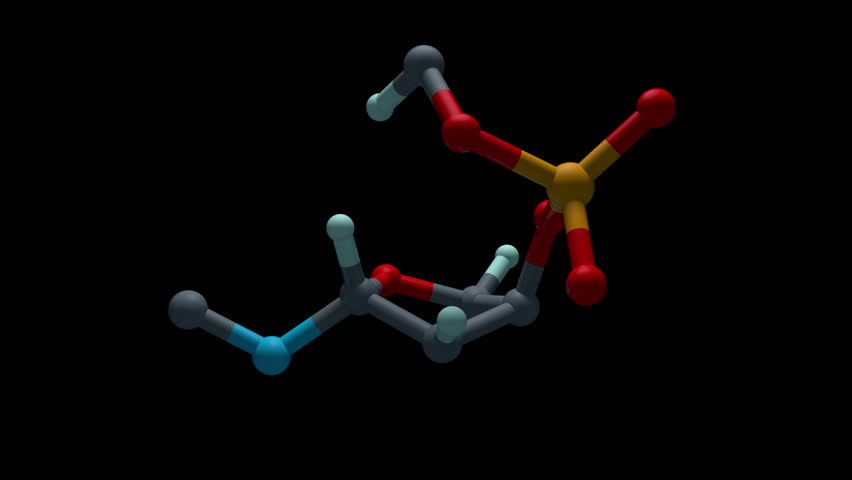 3d molecule spins verticaly in loop with alpha matte