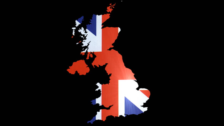 United Kingdom Map Outline with animated flag