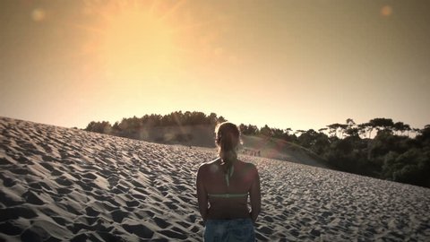 Slow motion Girl walking on the Dune - Full HD
PYLA-SUR-MER, FRANCE - AUGUST 11