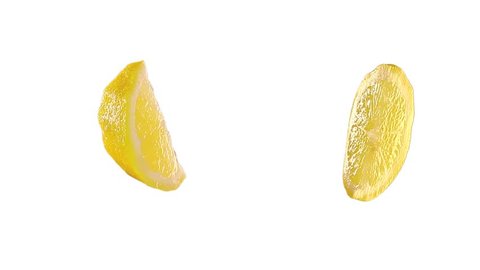 Quarter of lemon isolated on white. Luma included. - Βίντεο στοκ