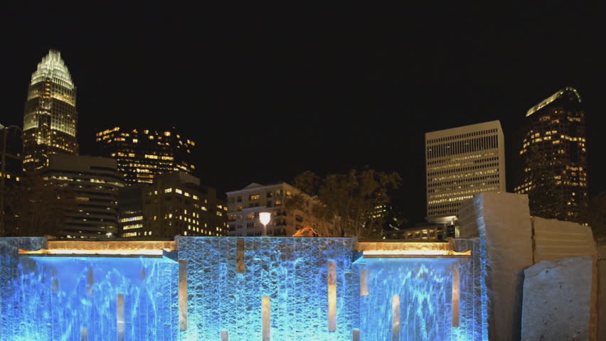 Charlotte, North Carolina skyline as seen from Romare Bearden Park at night