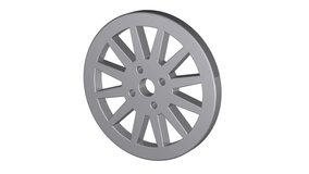 Car wheel,  illustrations in motion, isolated on white background. 3d animation.