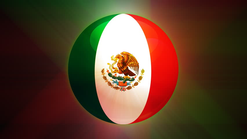 Mexican flag spinning globe with shining lights - loop 