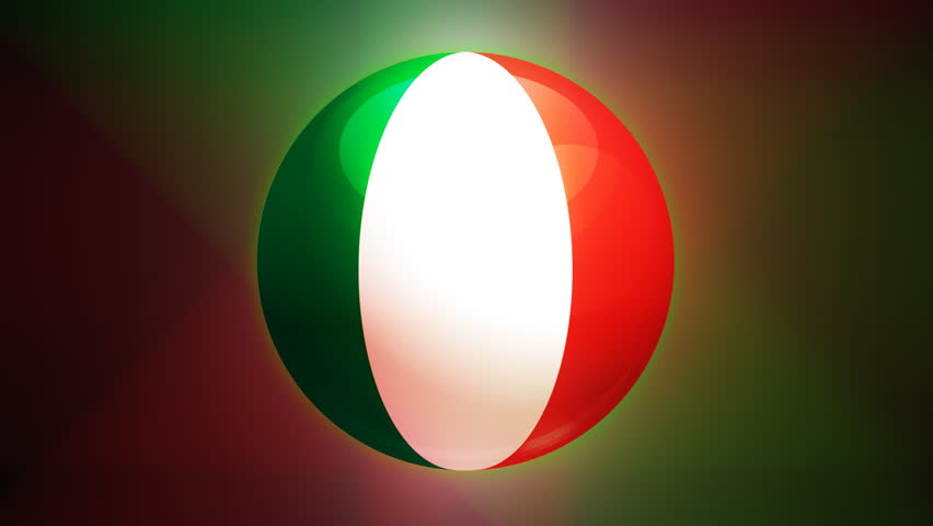 Italian flag spinning globe with shining lights - loop 