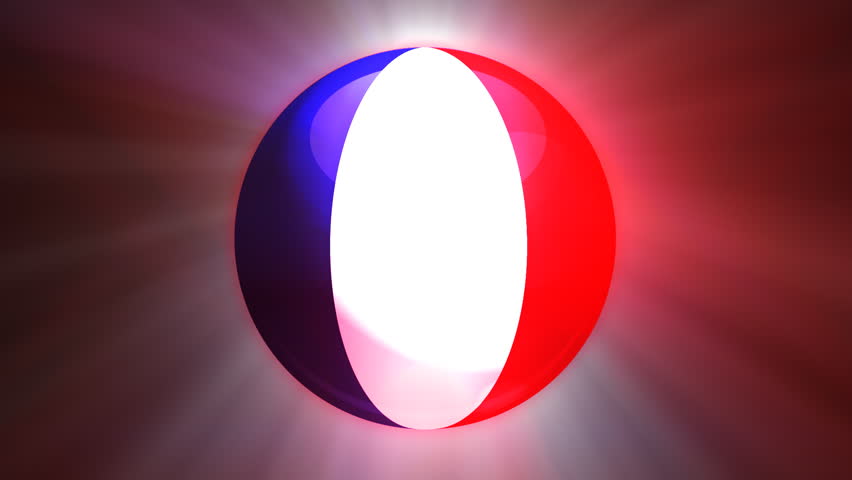 French flag spinning globe with shining lights - loop 