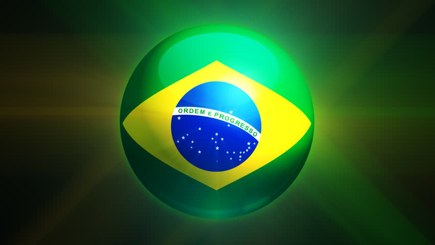 Brazilian flag spinning globe with shining lights - loop 