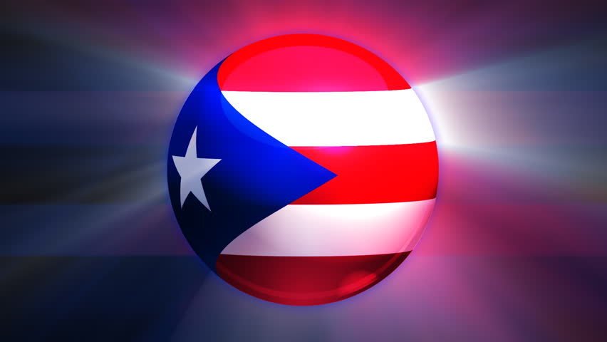 Puerto Rico flag spinning globe with shining lights - loop 