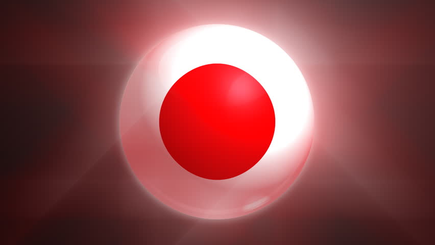Japanese flag spinning globe with shining lights - loop 
