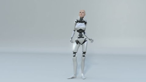 robot android woman dancing beautiful 3d rendering with matte for easy compositing into your own scenes