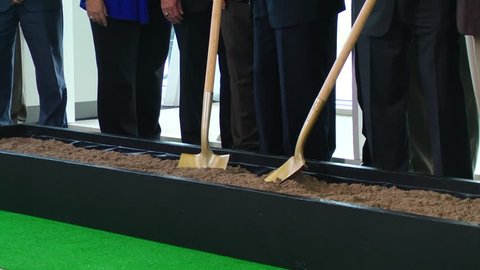 BOSSIER CITY, LA/USA - SEPTEMBER 25, 2014: Louisiana Governor Bobby Jindal (R) at ground breaking ceremony. Shot at Computer Sciences Corporation in Bossier City, LA. 1080p HD.