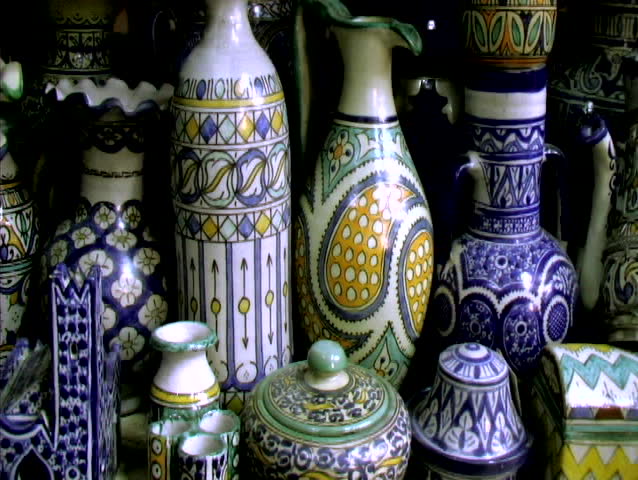 2 shots of pottery in Morocco