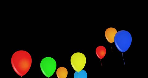 Colorful Balloons - Colorful balloons connected with string on black  background - CleanPNG / KissPNG