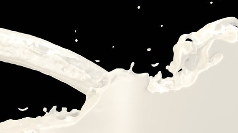 Animated jet of milk pouring and filling up whole screen. Transparent background - Alpha channel embedded with HD PNG file.