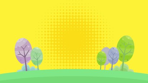 Illustration Colorful Trees Under Clouds Stock Vector (Royalty Free