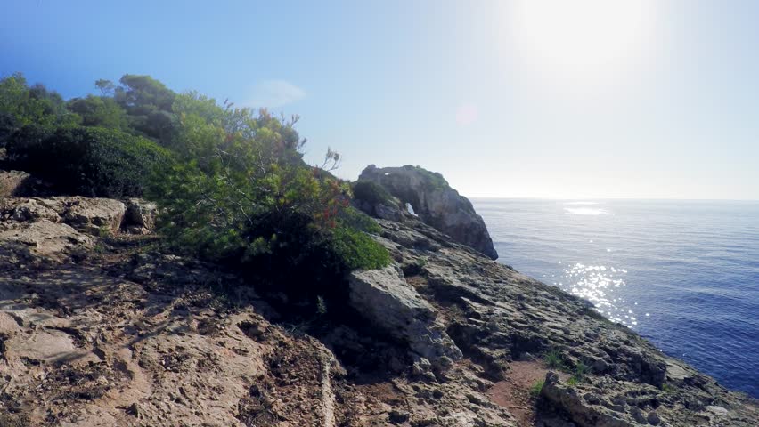 breathtaking aerial view of rocky cliff coastal landscape background